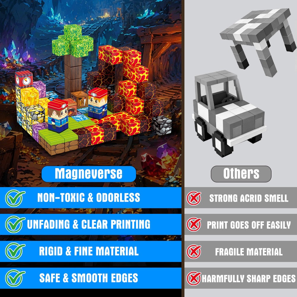 100 PCS Magnetic Building Blocks - Crystal Mine Cave Theme
