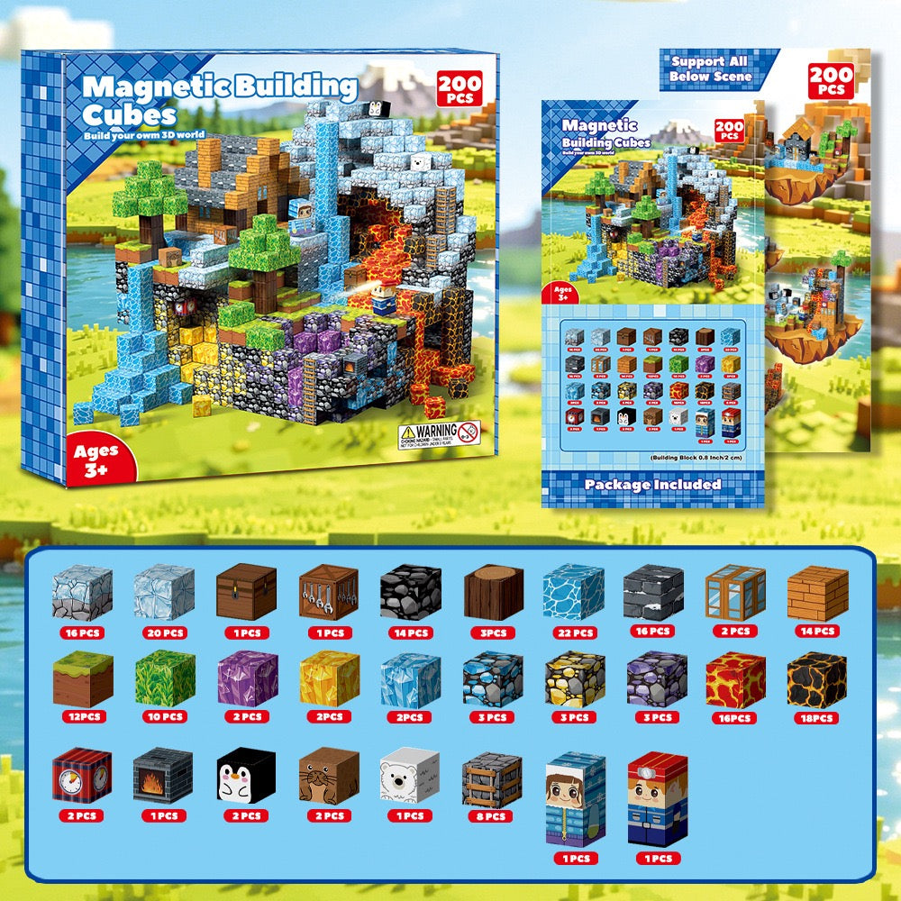 Polar Mine Cave Creative DIY Cube Building Set - 200 Pieces