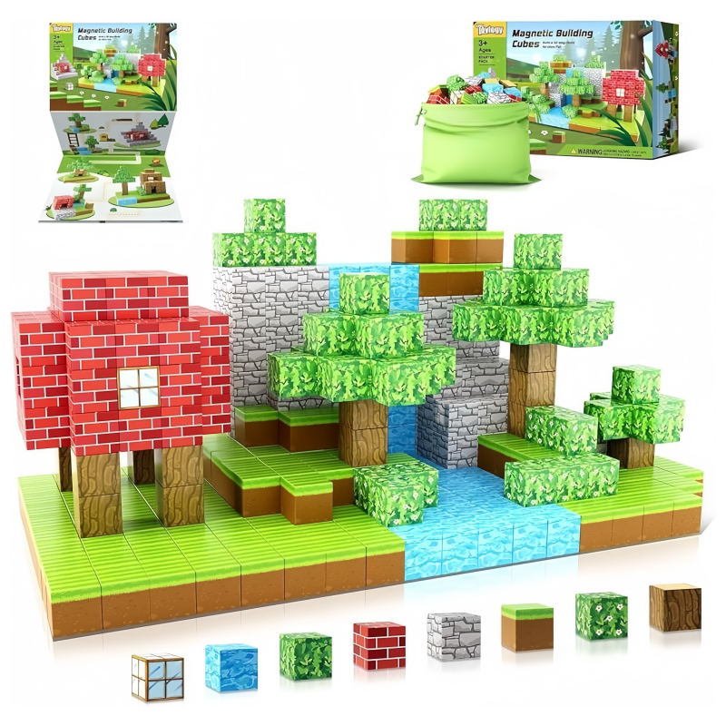100 PCS Magnetic Building Blocks - Forest Theme