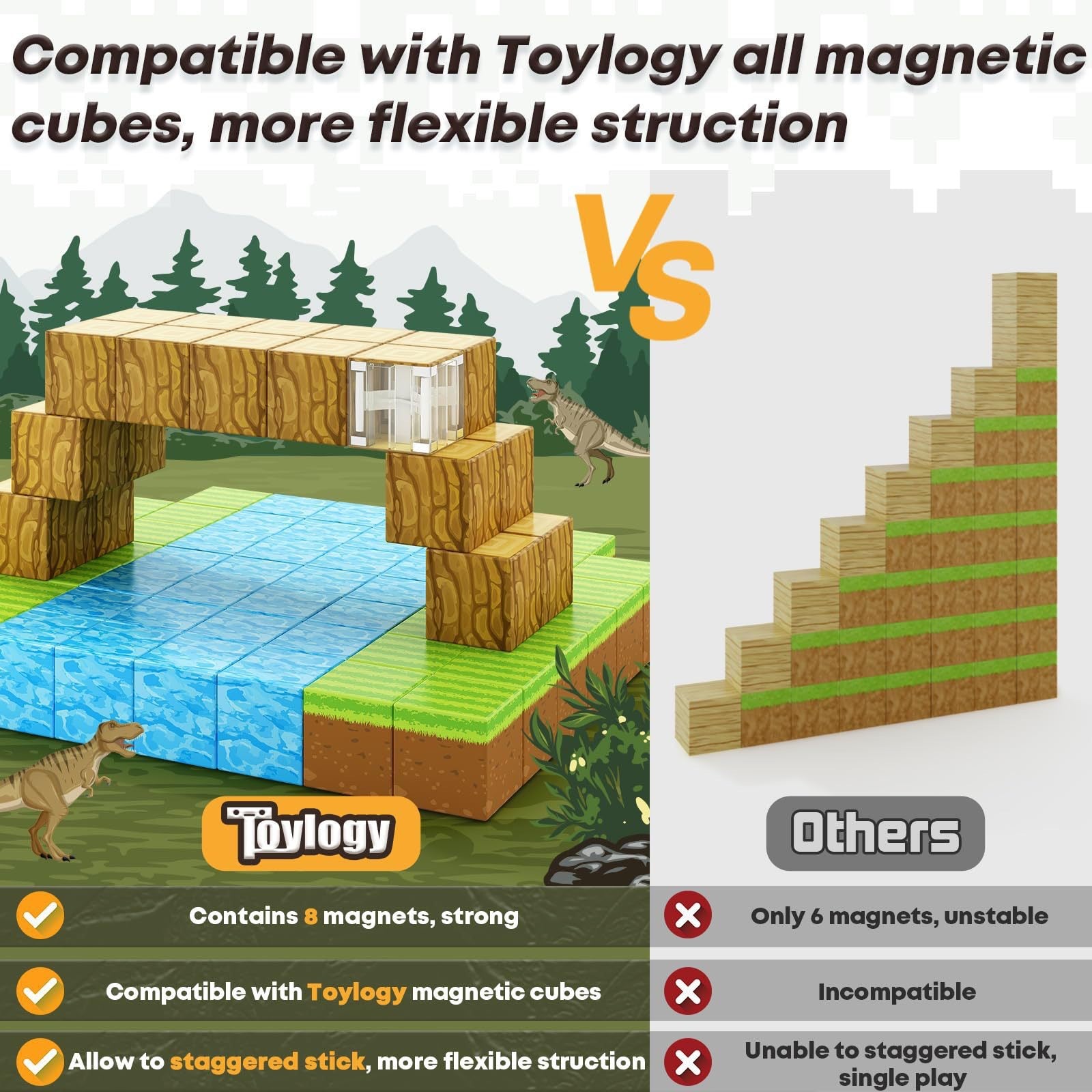 100 PCS Magnetic Building Blocks - Forest Theme