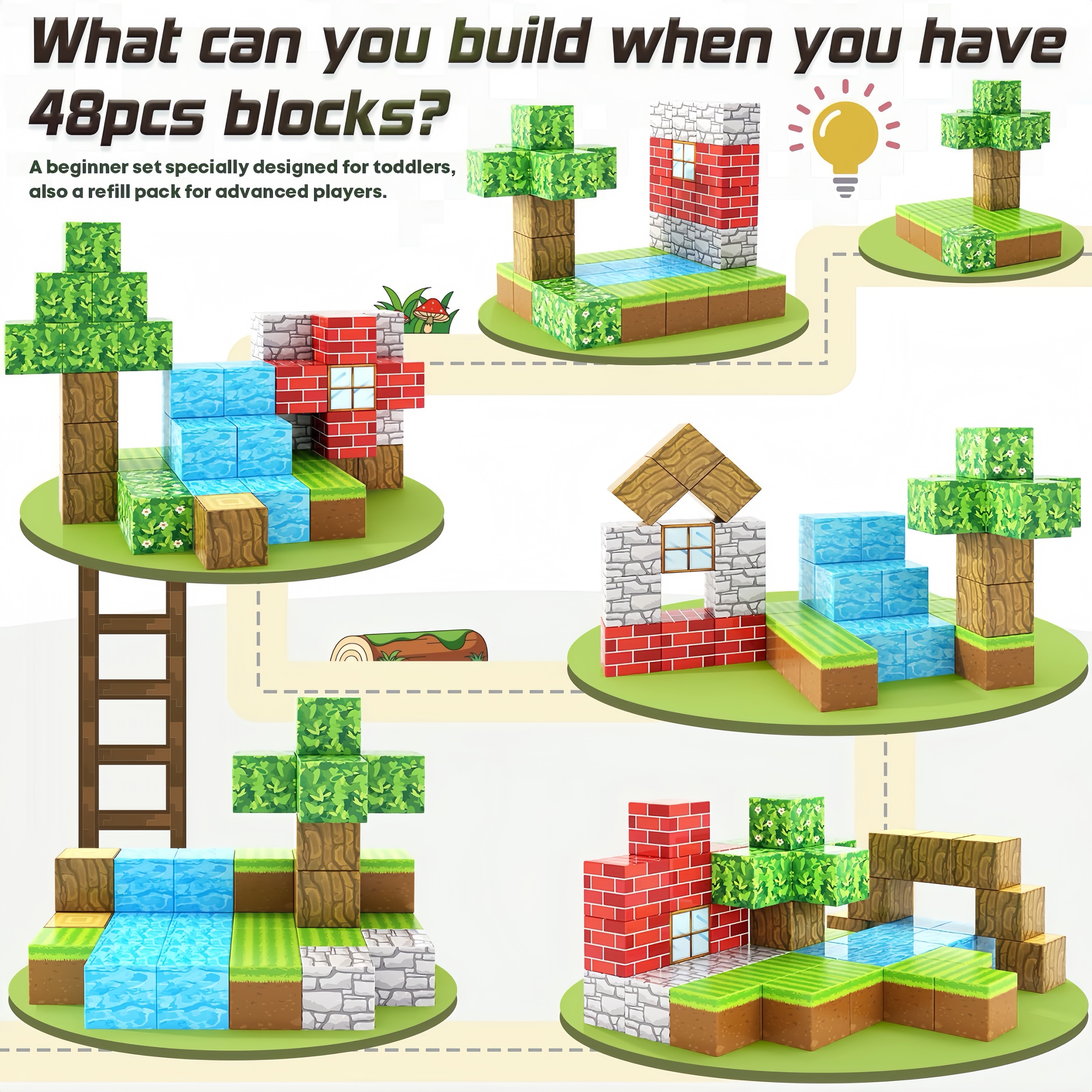 100 PCS Magnetic Building Blocks - Forest Theme