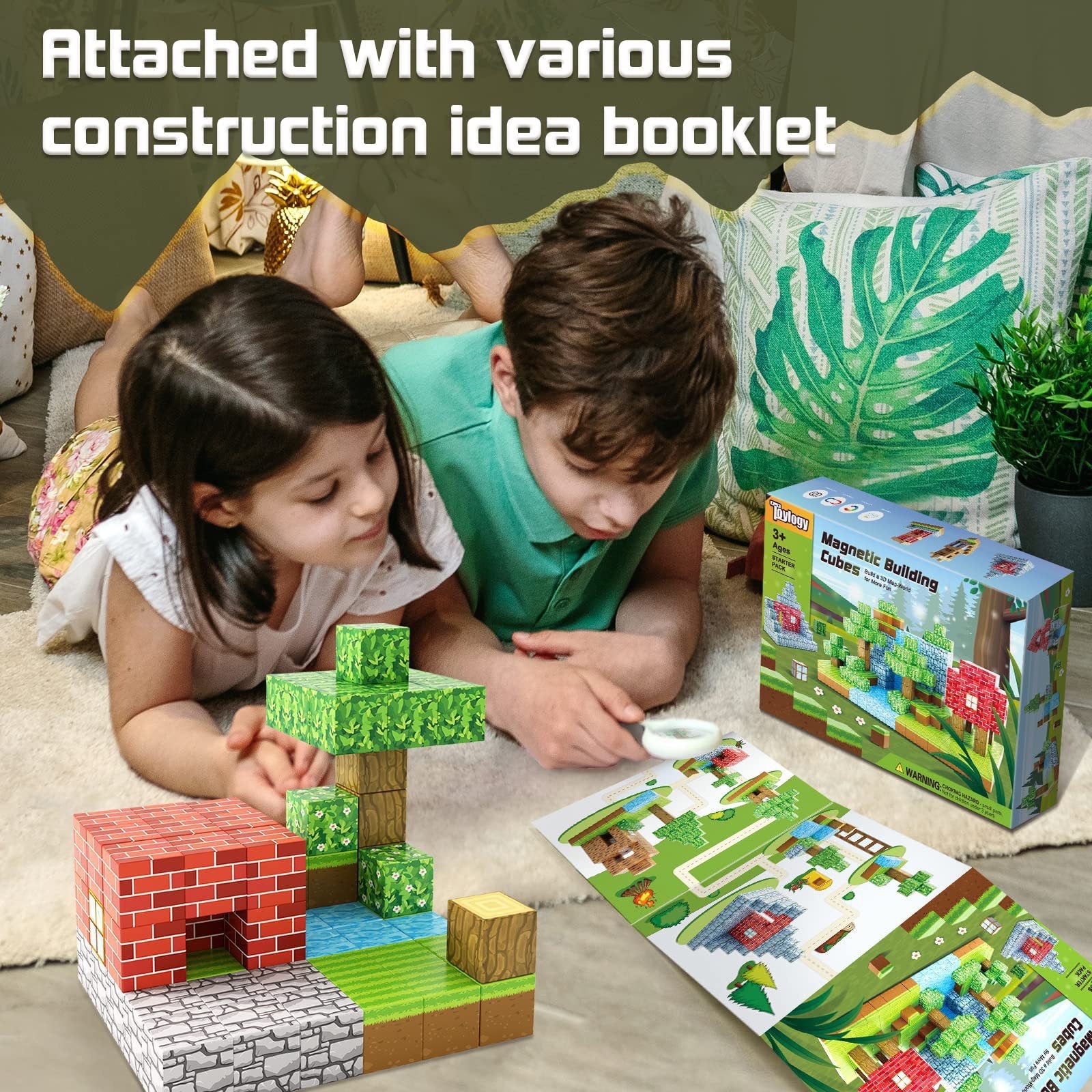 100 PCS Magnetic Building Blocks - Forest Theme