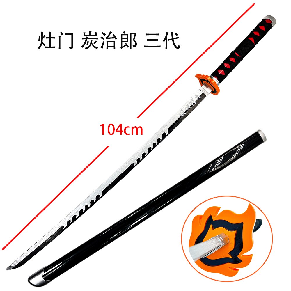 Demon Slayer Anime Wood Sword Party Cosplay Larp Sword Tanjiro Kamado 104CM