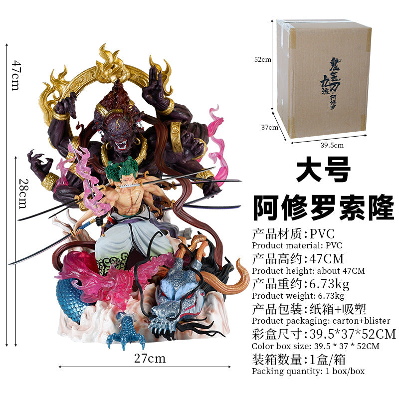 Big Size One Piece Roronoa Zoro Ashura Demon Ver. PVC Action Figure Collection Model Toys 47cm 6KG