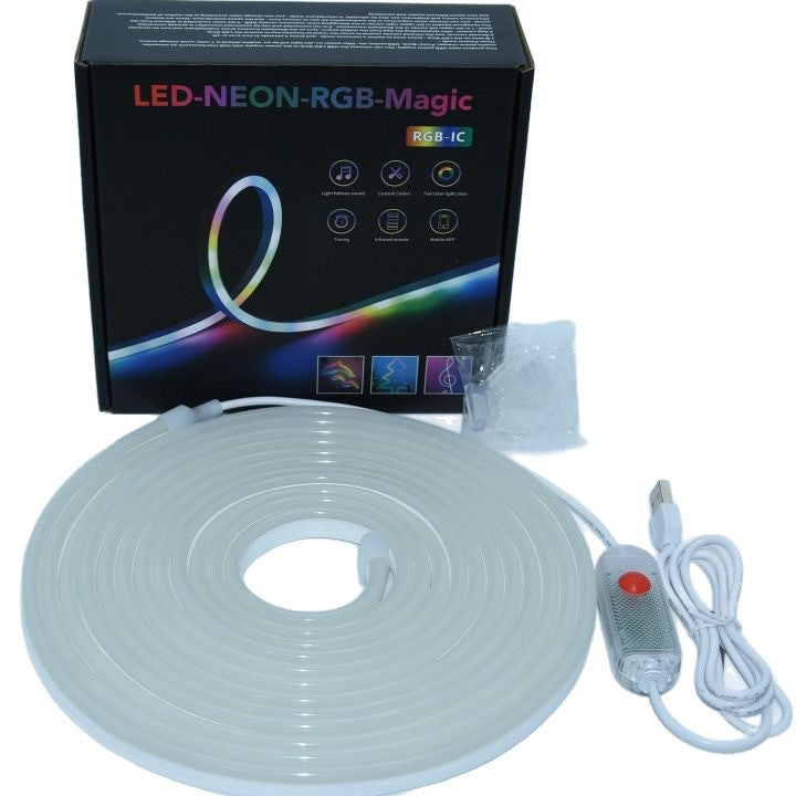 USB Neon Strip Light Waterproof RGBIC LED Tape Lamp 5M, Bluetooth Control