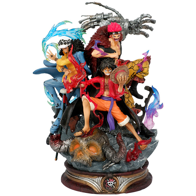 One Piece Figurine Three Captain Anime Figure Kid Law Luffy Action Pvc Model Statue Doll Collection Decoration T