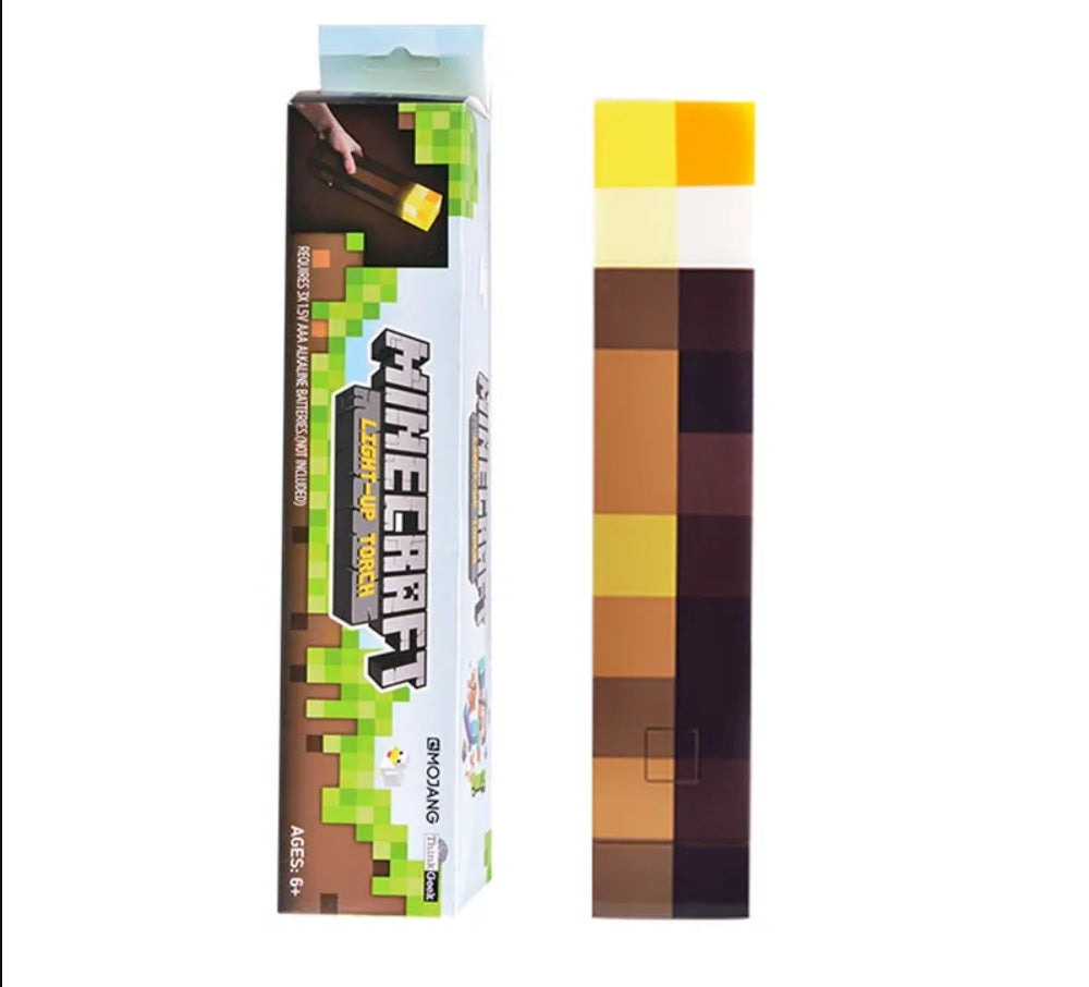 Minecraft Brownstone Torch Lamp Figure 4 Colors Bedroom Decorative Light LED Night Light USB Charging with Buckle Kids Toy Gift
