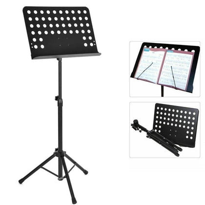 Adjustable Folding Conductor Music Stand Portable w/Sheet Clip Holder Metal High Quality