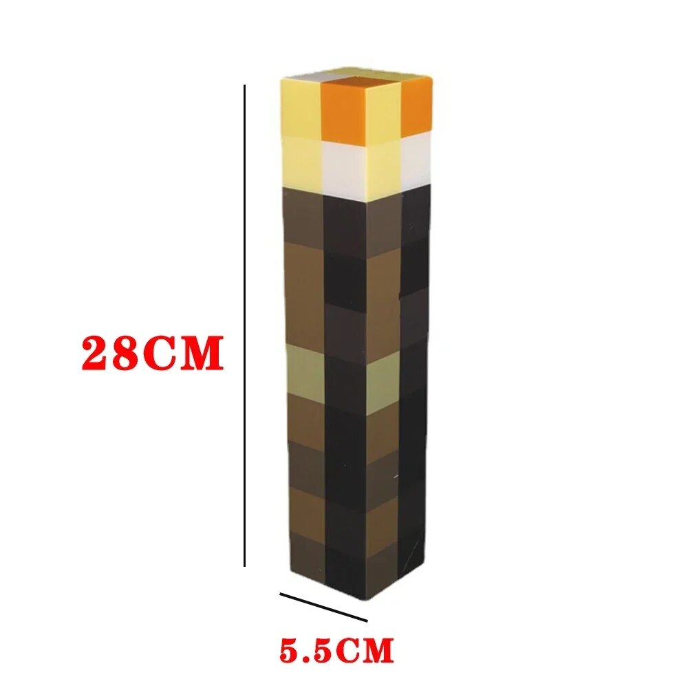 Minecraft Brownstone Torch Lamp Figure 4 Colors Bedroom Decorative Light LED Night Light USB Charging with Buckle Kids Toy Gift