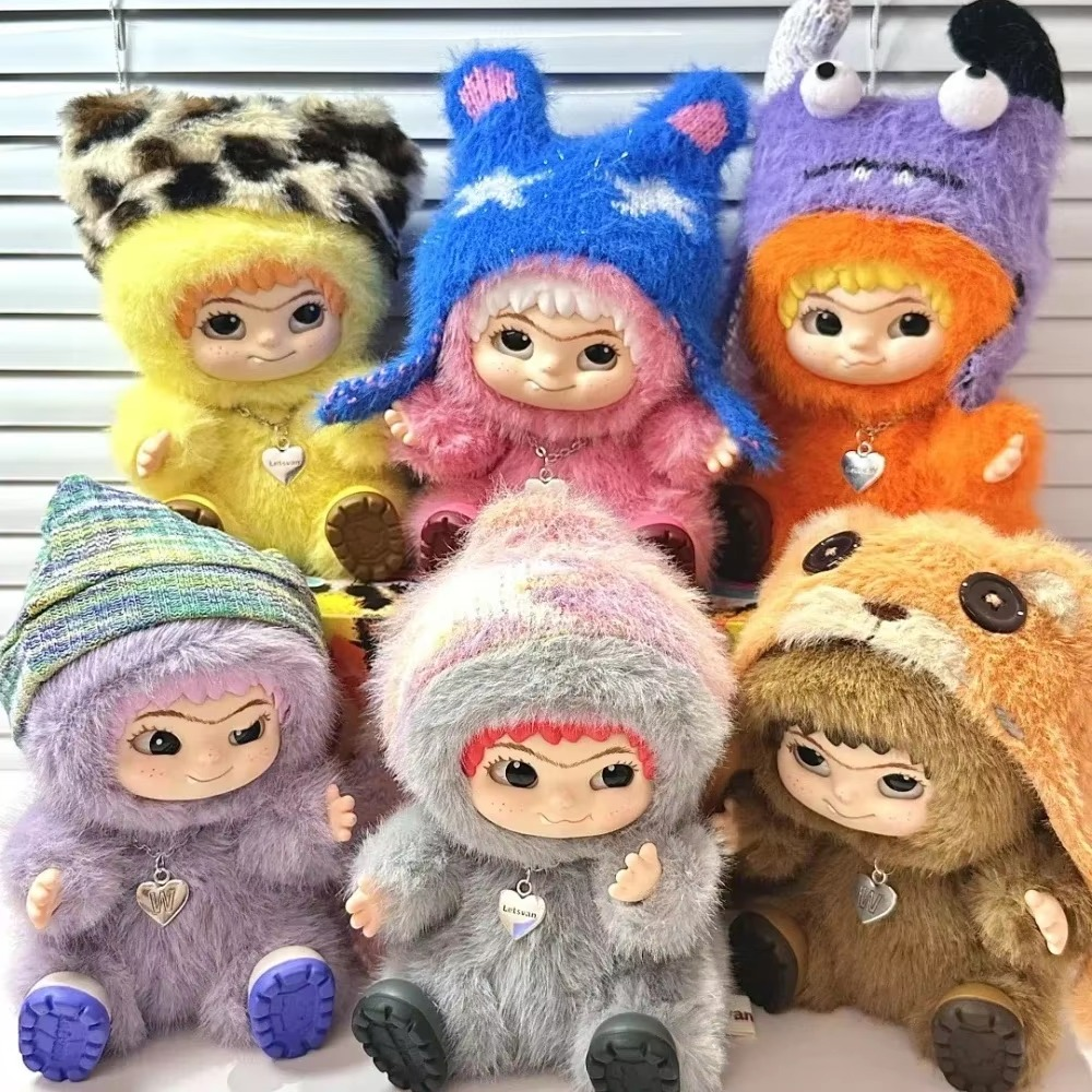 WAKUKU FUZZY TRENDY FUN PARTY Series Blind Box Toy Kawaii Vinyl Face Pendant Action Figure Mystery Box ramdom 1 pcs