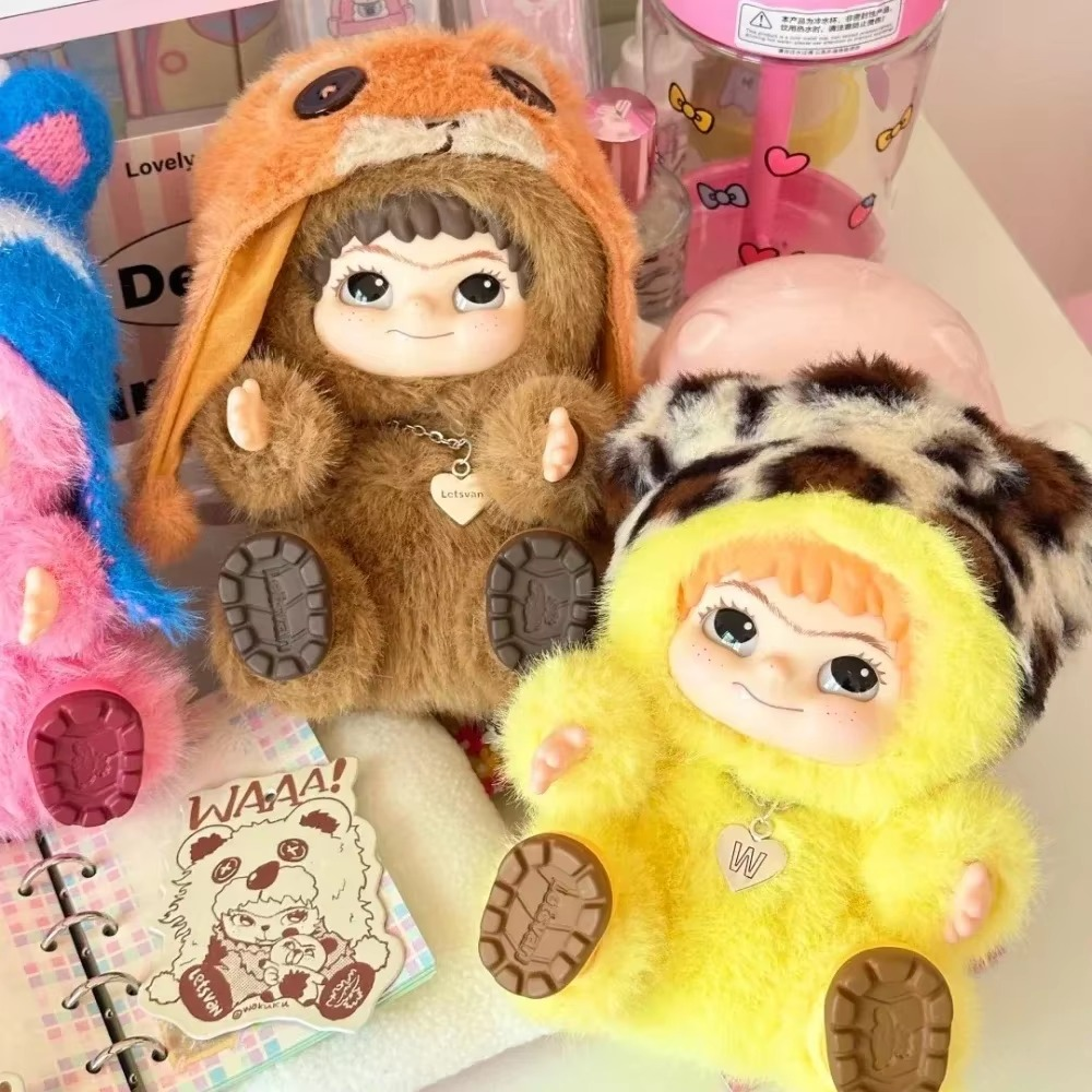 WAKUKU FUZZY TRENDY FUN PARTY Series Blind Box Toy Kawaii Vinyl Face Pendant Action Figure Mystery Box ramdom 1 pcs