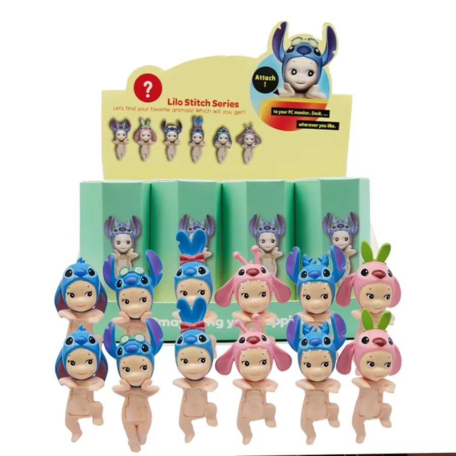 Sonny Angel Stitch Anime Figures Kawaii Angel Blind Box Phone Decoration PVC Collection Doll Toys Gifts