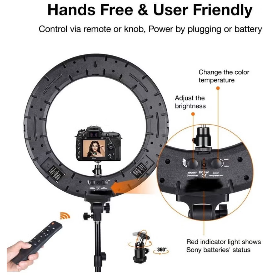 HQ-21N 21 inch 52.5cm LED Ring Vlogging Photography Video Lights 2.1m Tripod Mount