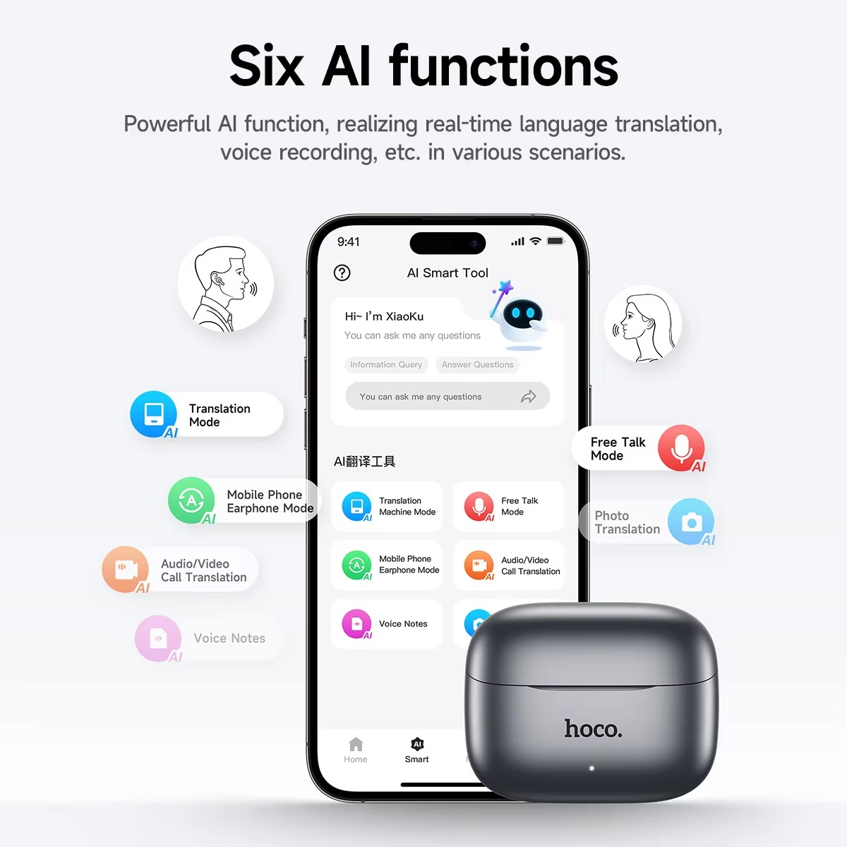 Hoco EQ27 ANC+ENC Smart AI Translation Bluetooth Earphone