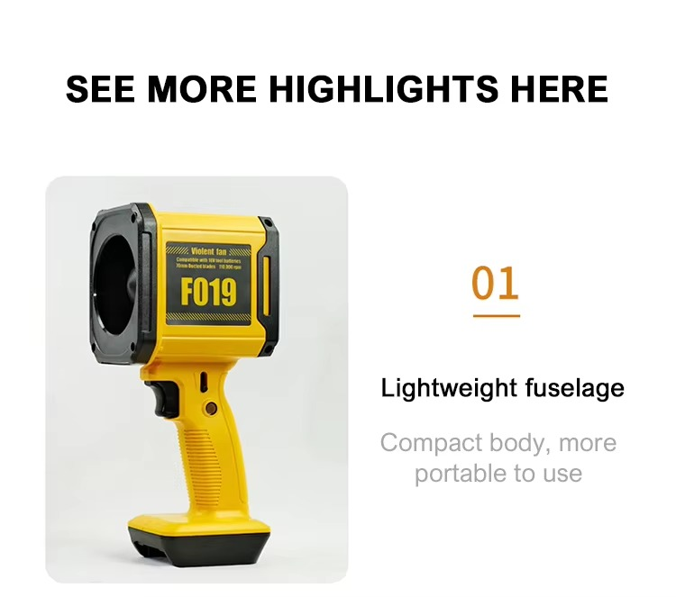 Violent Fan Brushless Motor Mini Turbine Hair Dryer Outdoor Handheld Fan Blowing Snow Car Wash Camping Night Light