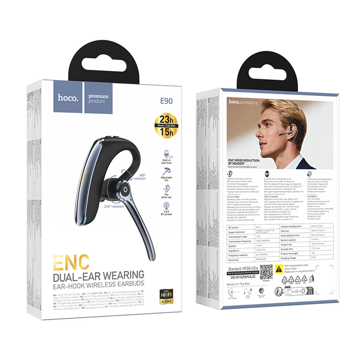 Hoco E90 Liya ENC Bluetooth Headset - Black image 6