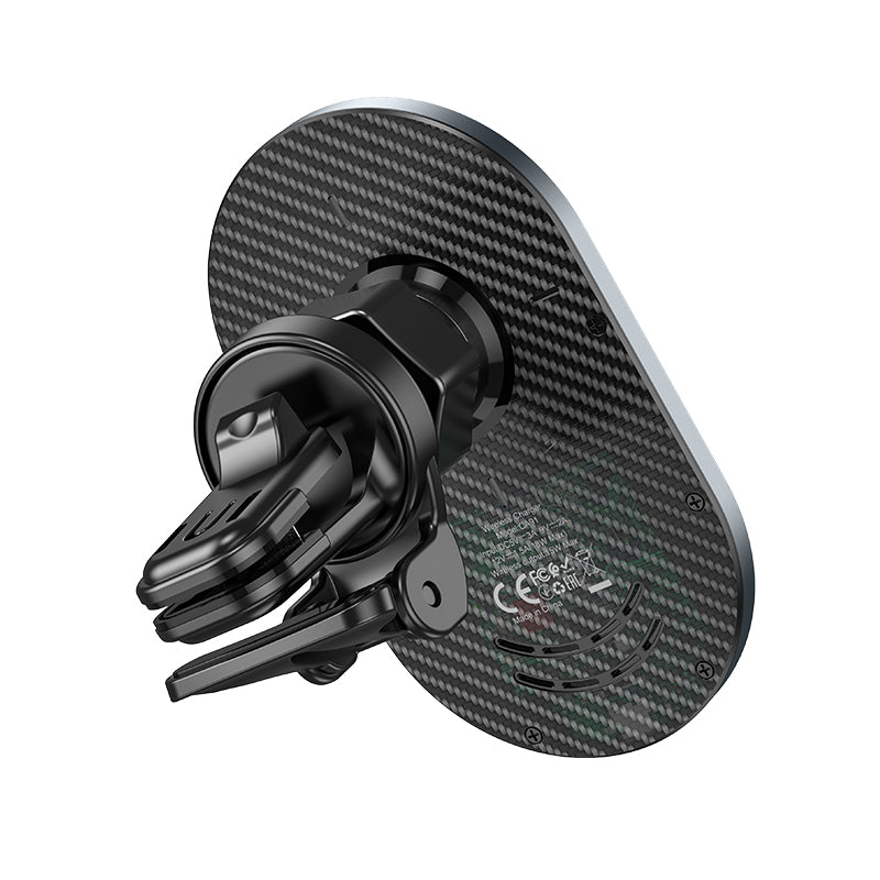 Hoco CA91 Magic grey magnetic wireless car charger mount, back clip detail