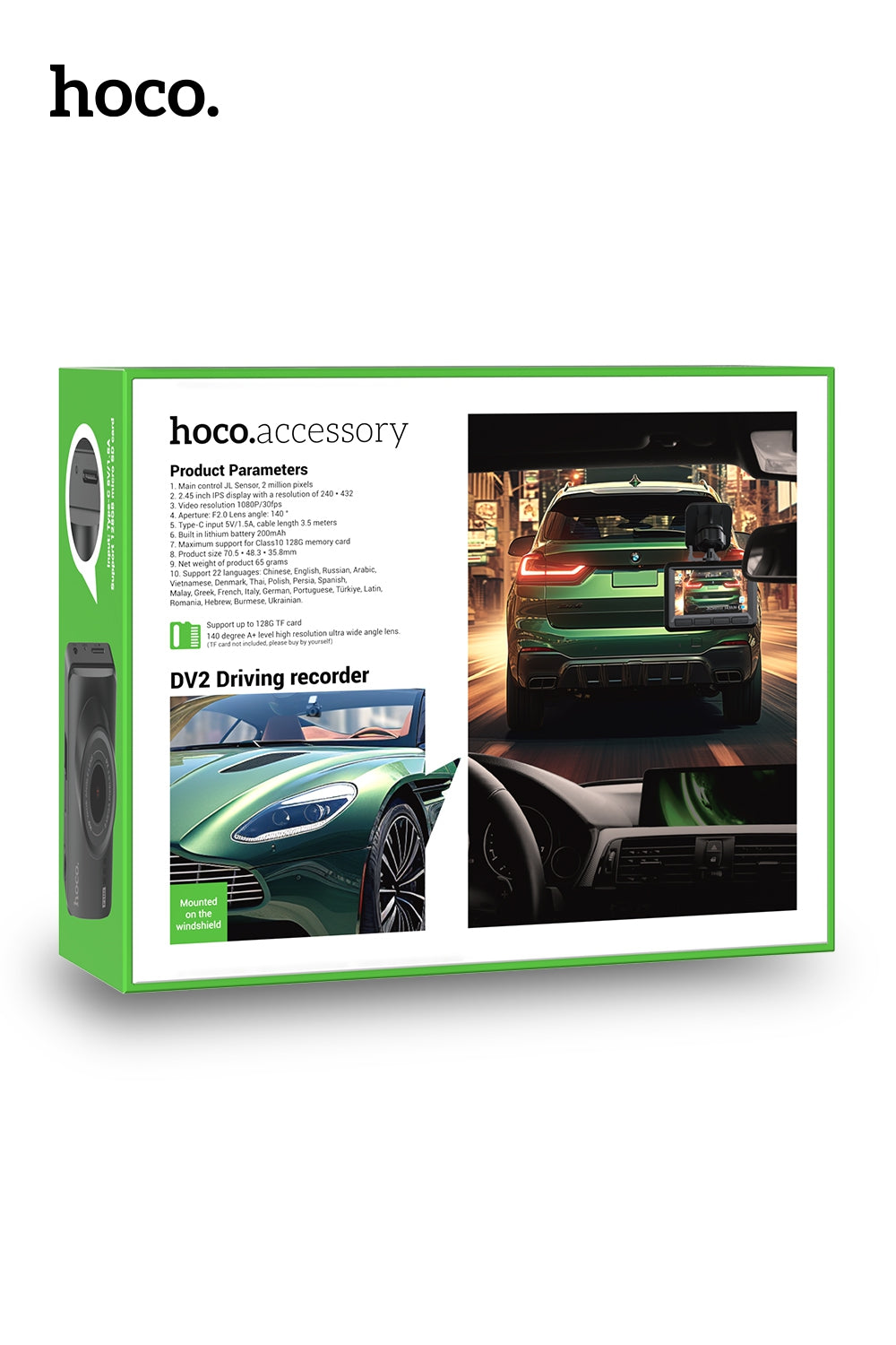 Hoco DV2 Dash Camera with Integrated Display - Black