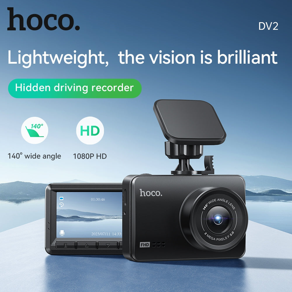 Hoco DV2 Dash Camera with Integrated Display - Black
