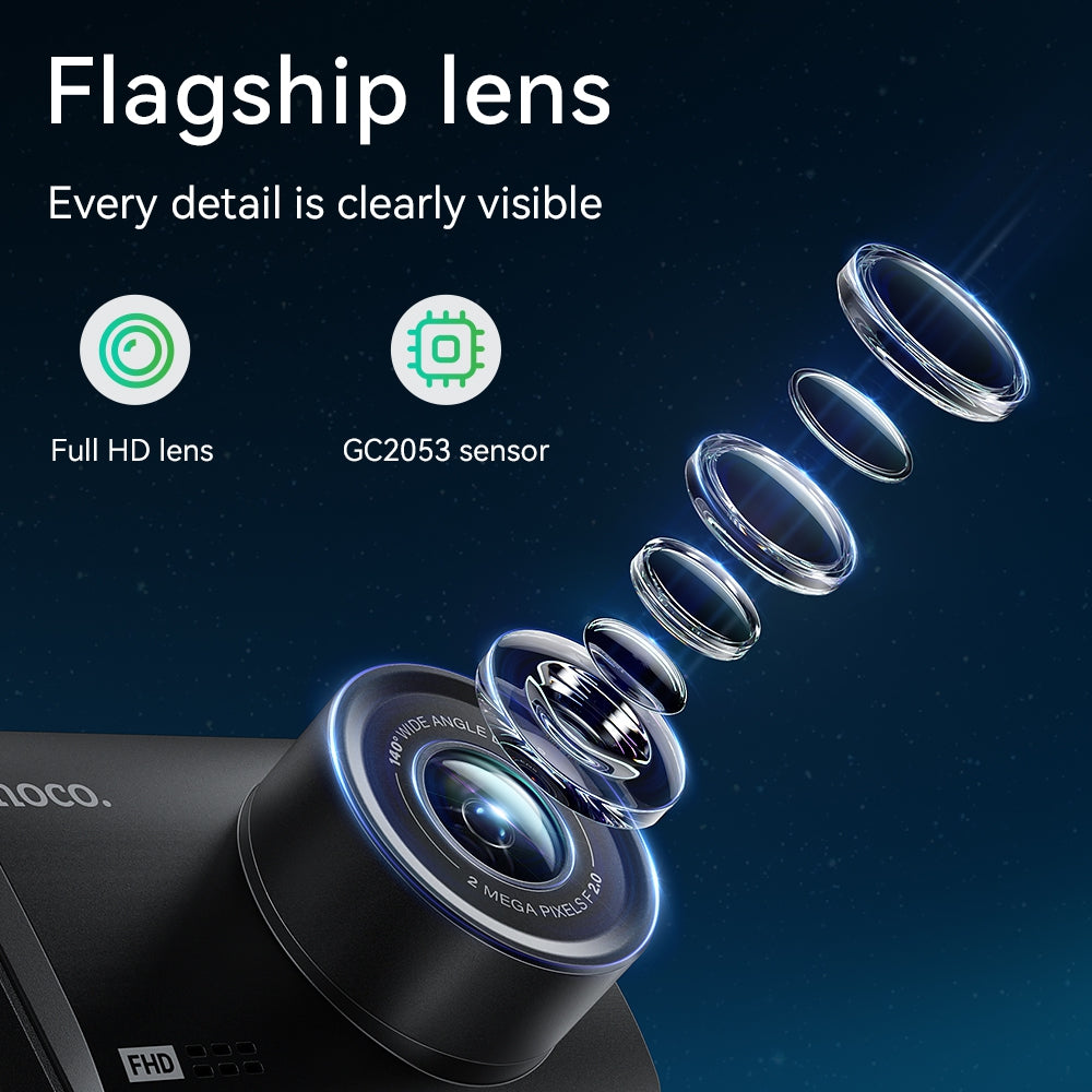 Hoco DV2 Dash Camera with Integrated Display - Black
