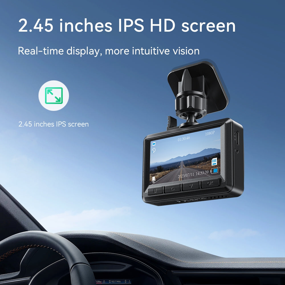 Hoco DV3 Dual-Channel 1080p Dash Camera with Rear Camera - Black