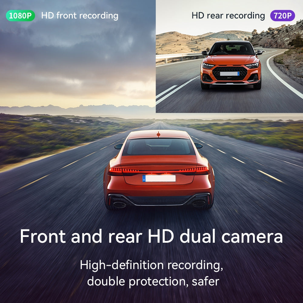 Hoco DV3 Dual-Channel 1080p Dash Camera with Rear Camera - Black