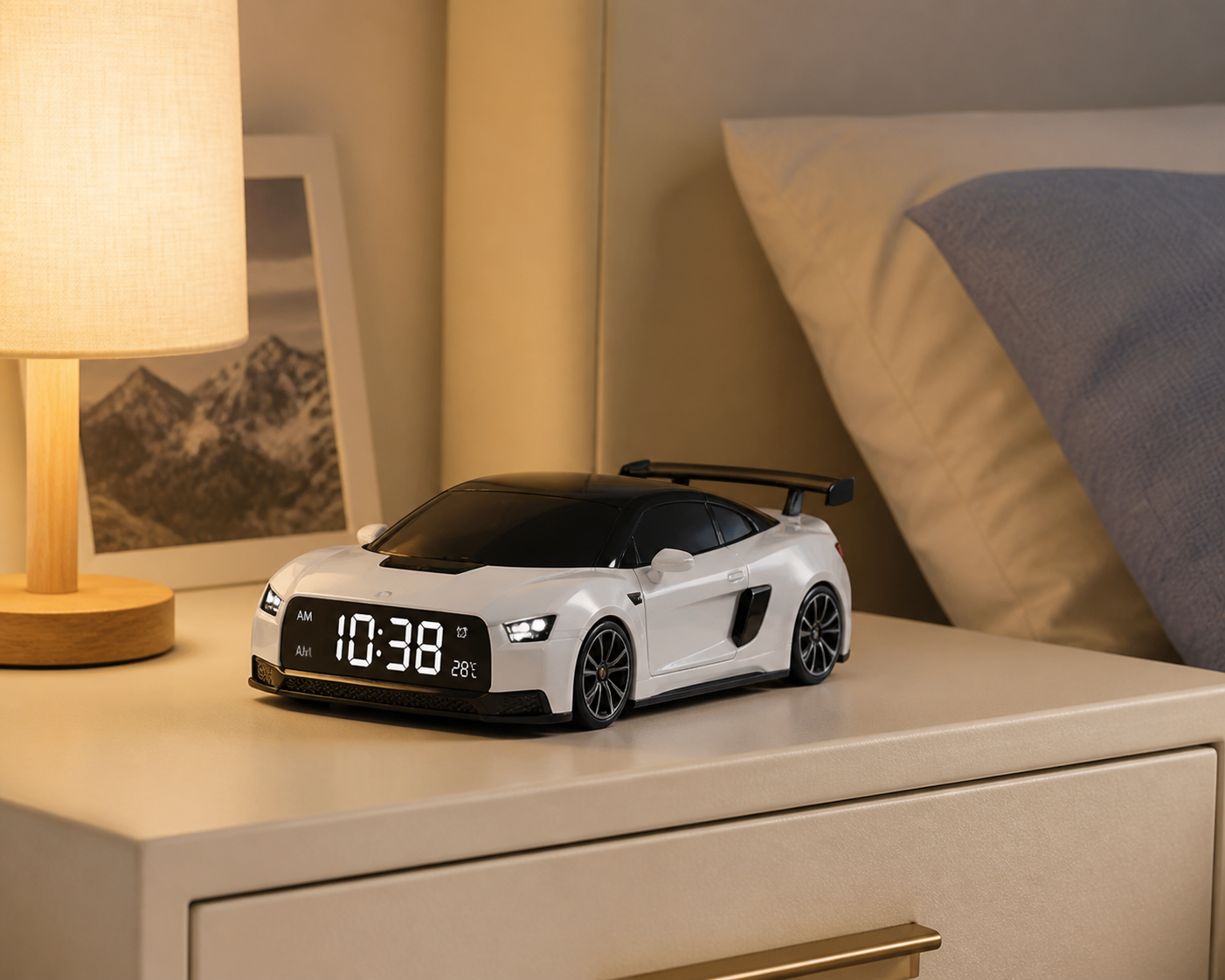 Js hypercar digital alarm clock detail image 2