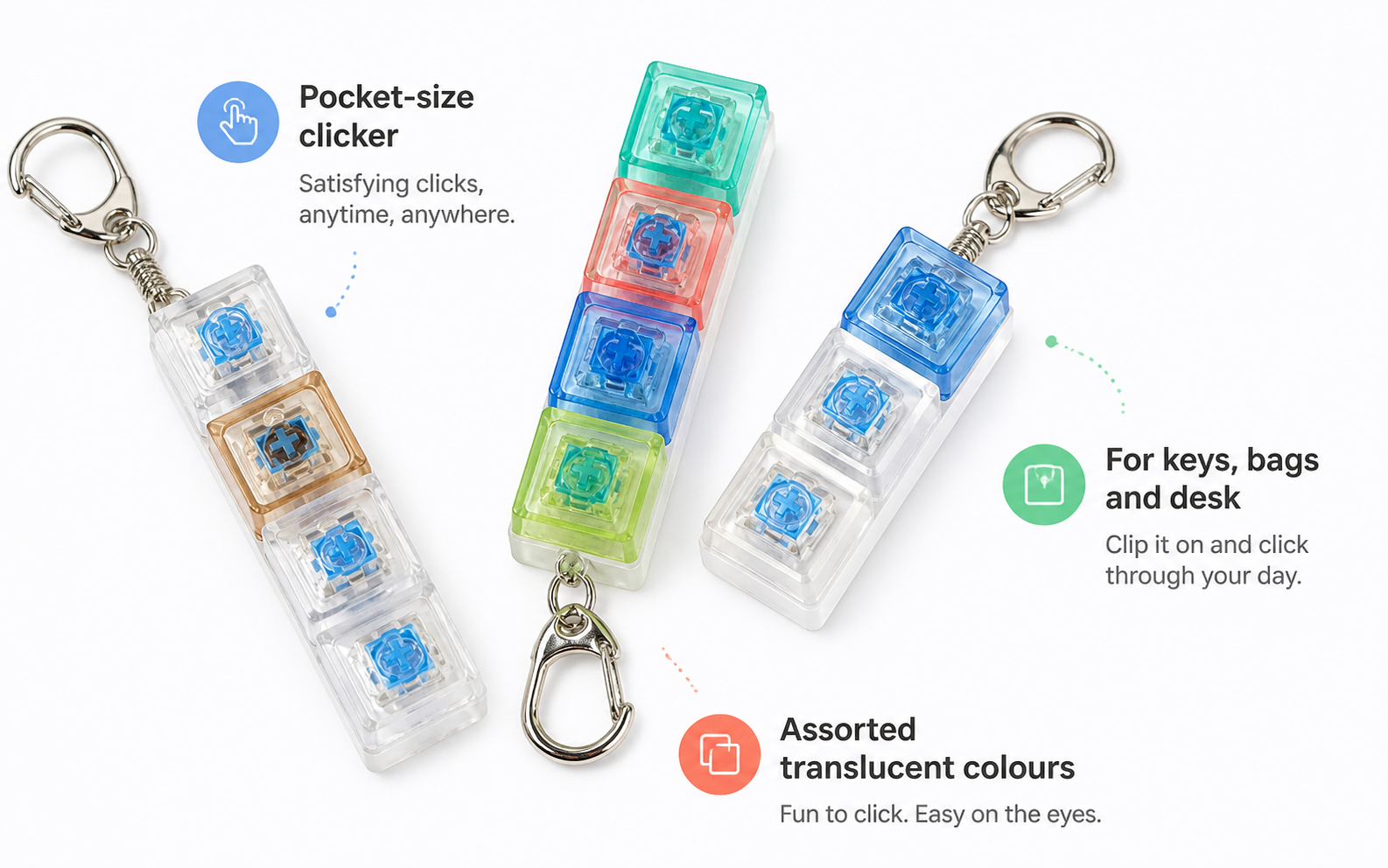 Mechanical Keyboard Switch Fidget Keychain - Assorted Colours