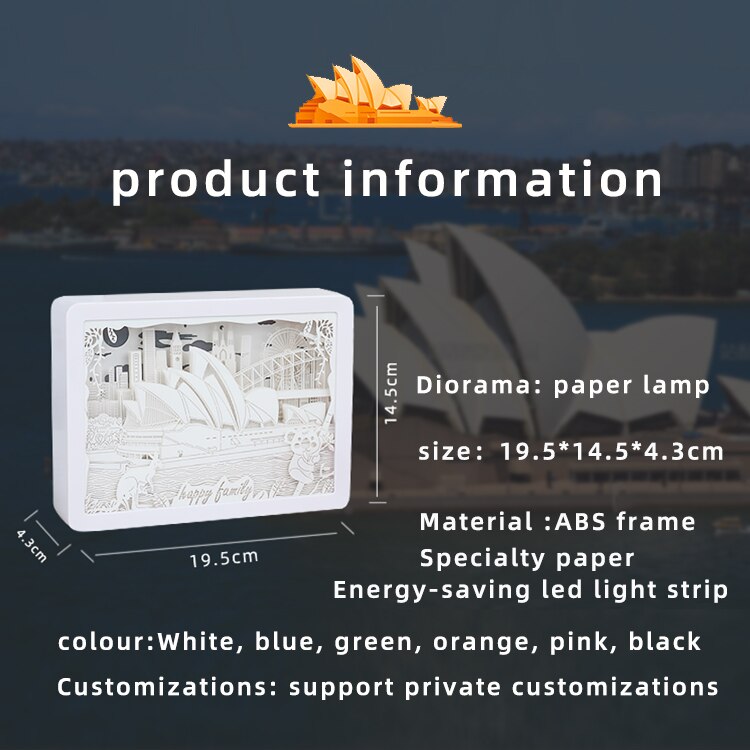 LED Night Lights Australia Design 3D Shadow Paper Sculpture Light Box Unique Paper Cut Light USB Charging Bedside