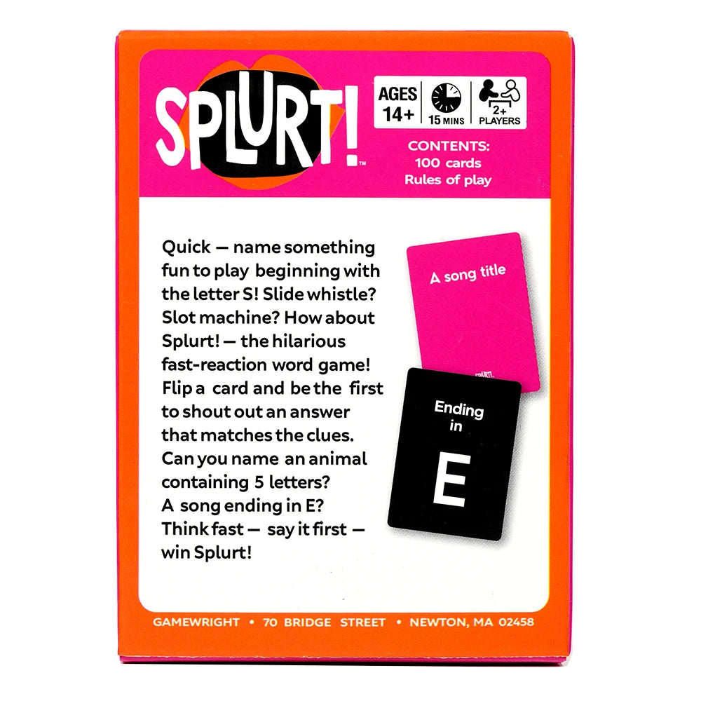 Gamewright Splurt Quick Witty Social Portable Party Card Game Think Fast Say it First