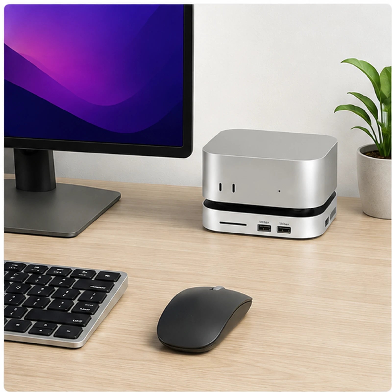 Dual 10Gbps SSD Expansion Dock for Mac mini M4/M5 Pro/M6 - Silver image 4