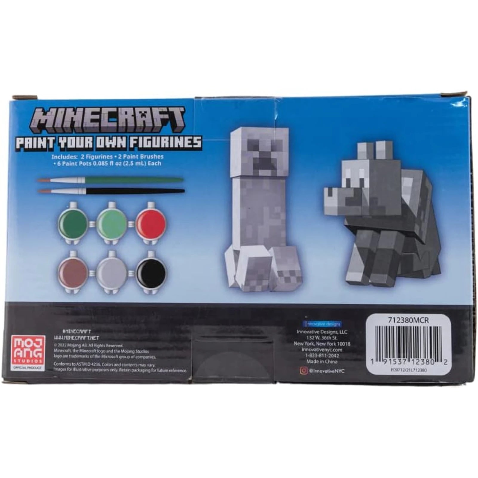 Minecraft Paint Your Own Creeper and Wolf figurines kit image 2