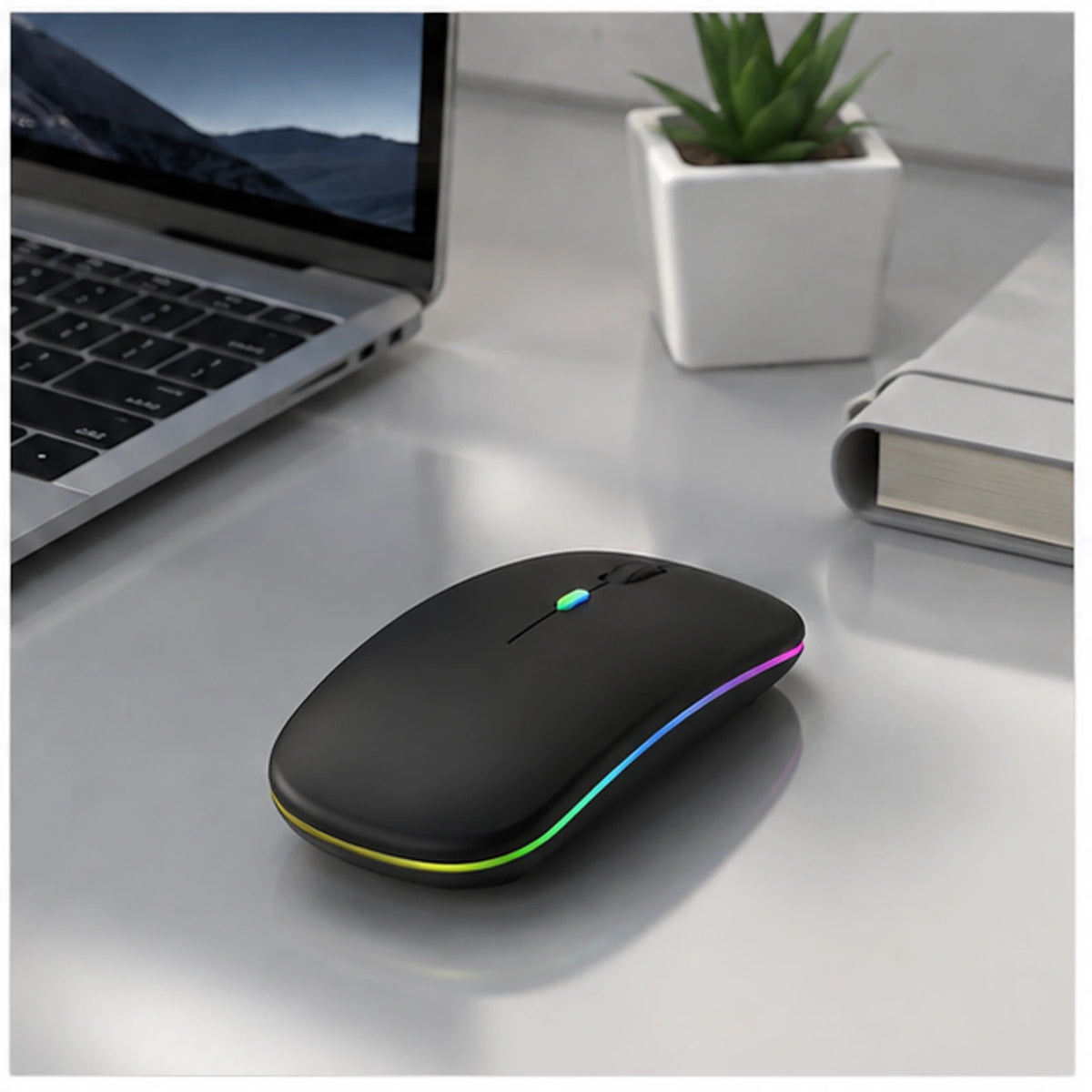 Rechargeable Dual-Mode Bluetooth & 2.4GHz RGB Wireless Mouse - Black image 4