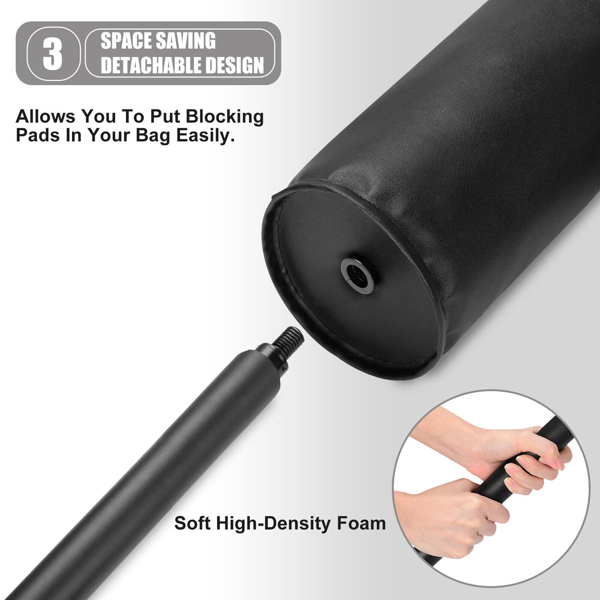 Detachable connection detail of one padded basketball blocking stick