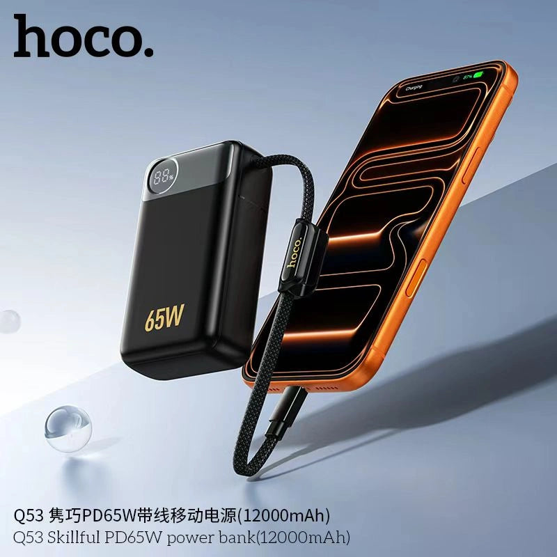 Hoco 12000mAh, PD65W Skillfull USB-C Powerbank - Q53