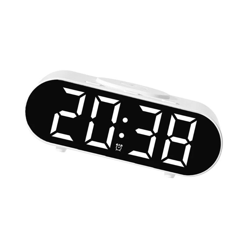 LED Digital Alarm Clock with Phone and Dimmable Night Light white