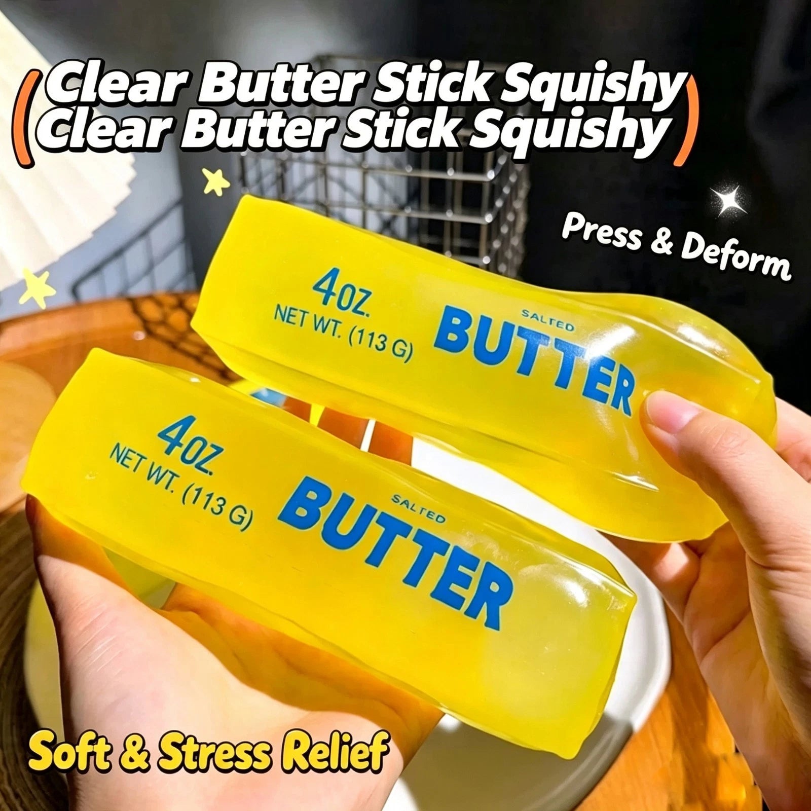 Moldable Butter Stick Squishy Toy Vaseline Filled Soft Squeeze Stress Relief Fid butter
