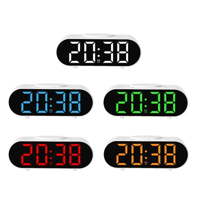 LED Digital Alarm Clock with Phone and Dimmable Night Light white