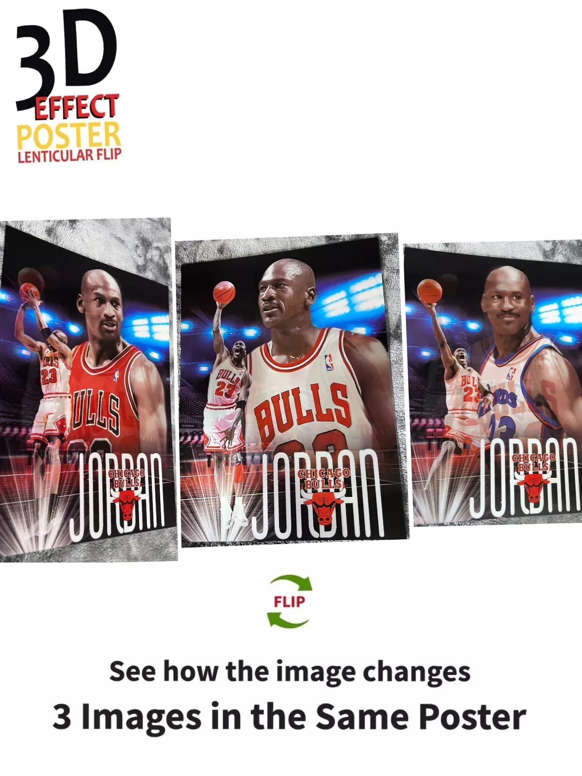 GOAT-Jordan-basketball, 3D Lenticular Effect ,3 Images Change,3D Poster