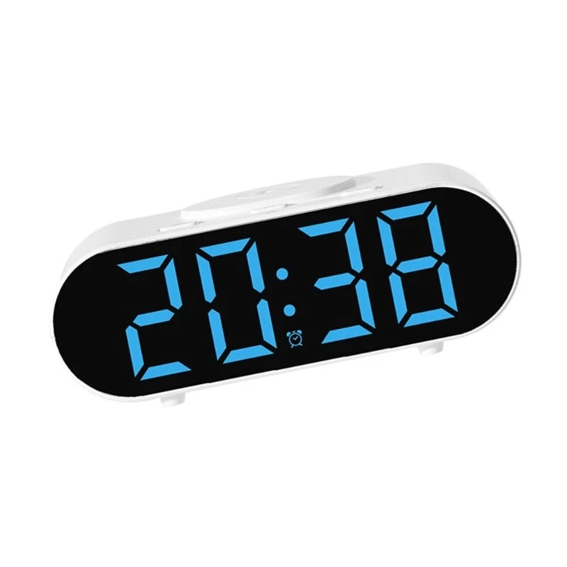 LED Digital Alarm Clock with Phone and Dimmable Night Light white