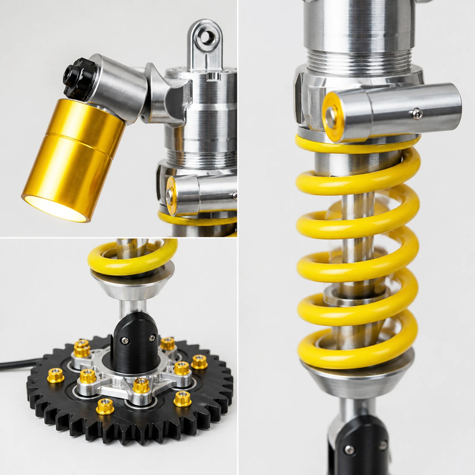 Suspension shock absorber desk lamp detail close-ups