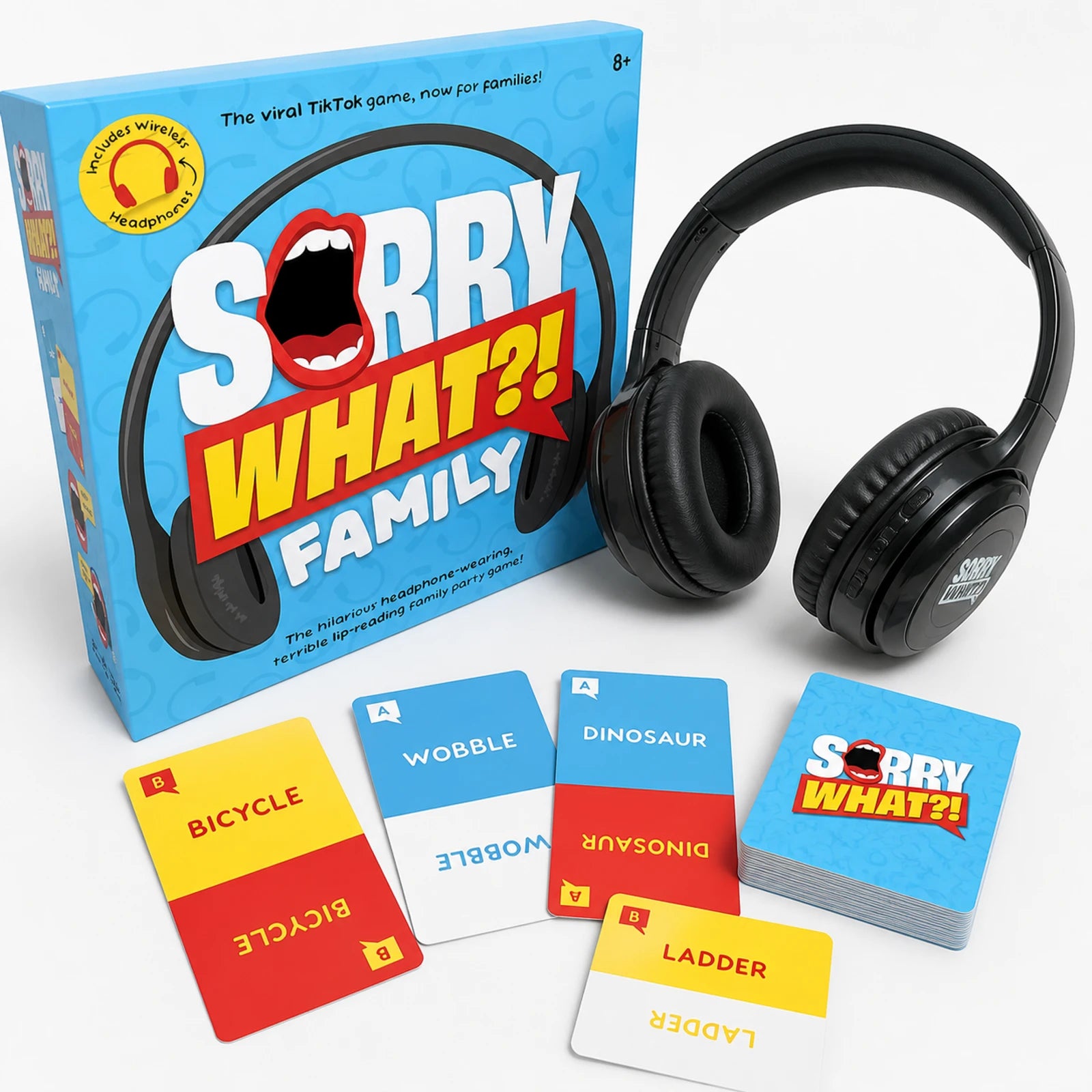 Sorry What?! Family headphones and cards detail