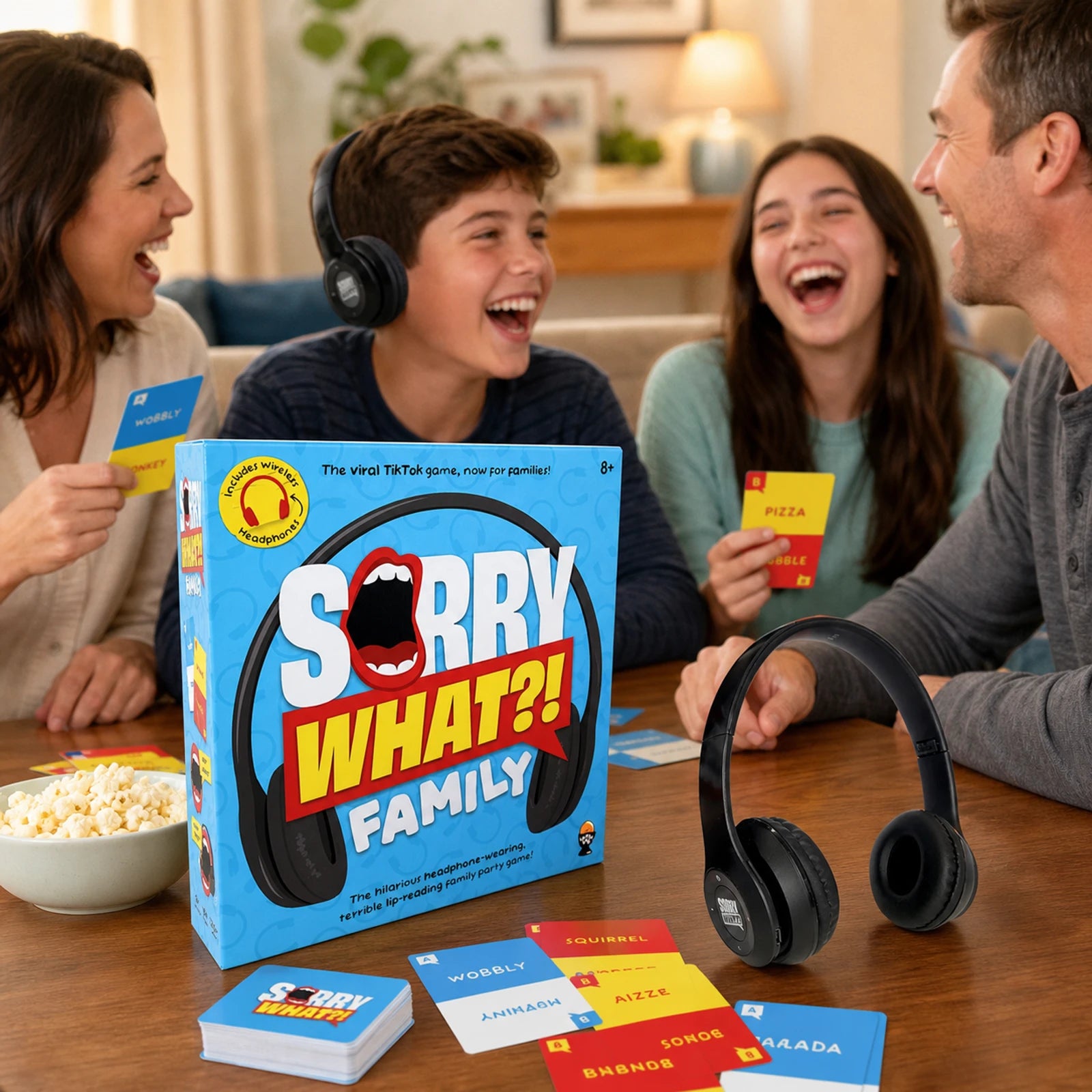 Sorry What?! Family game night lifestyle image