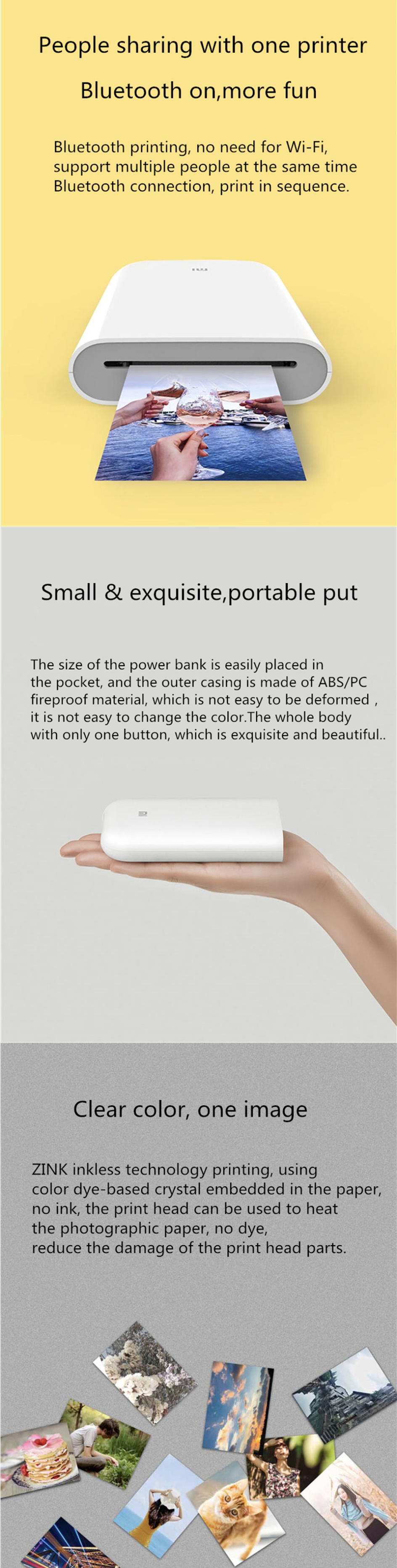Xiaomi Bluetooth AR Portable Photo Printer with 5 Photo Sheets