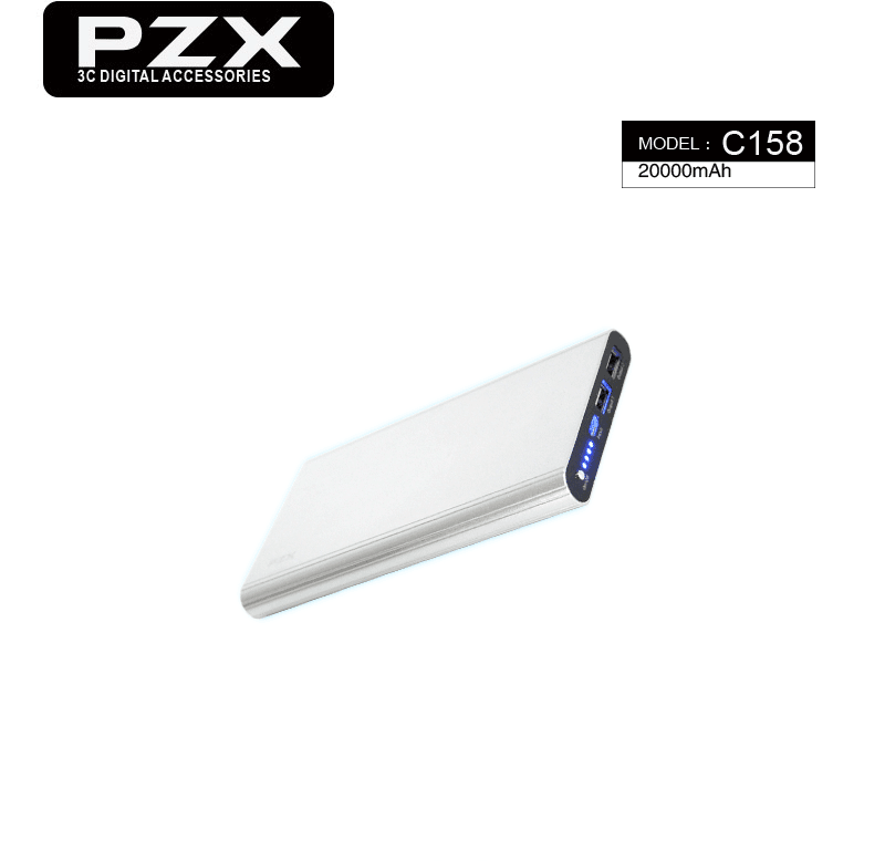 Pzx C158 Metal Dual USB 20000mAh Power Bank