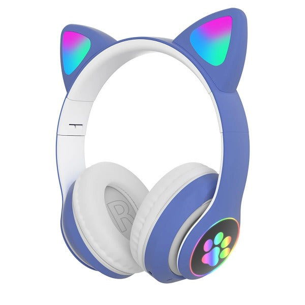 Cute Cat Ear Bluetooth Wireless Headphones Glowing LED RGB Flash Light