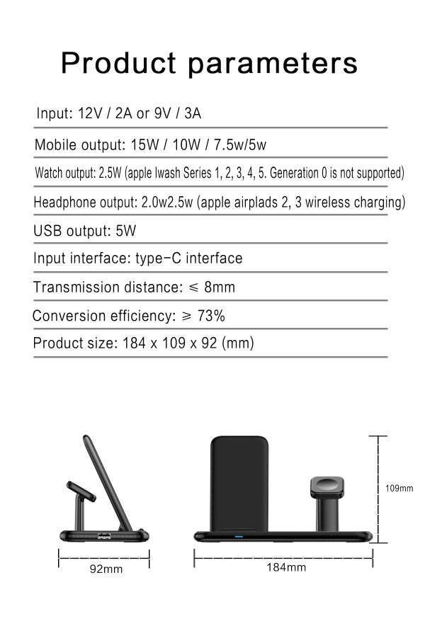 TEQ 15w Wireless 4 in 1 charger stand