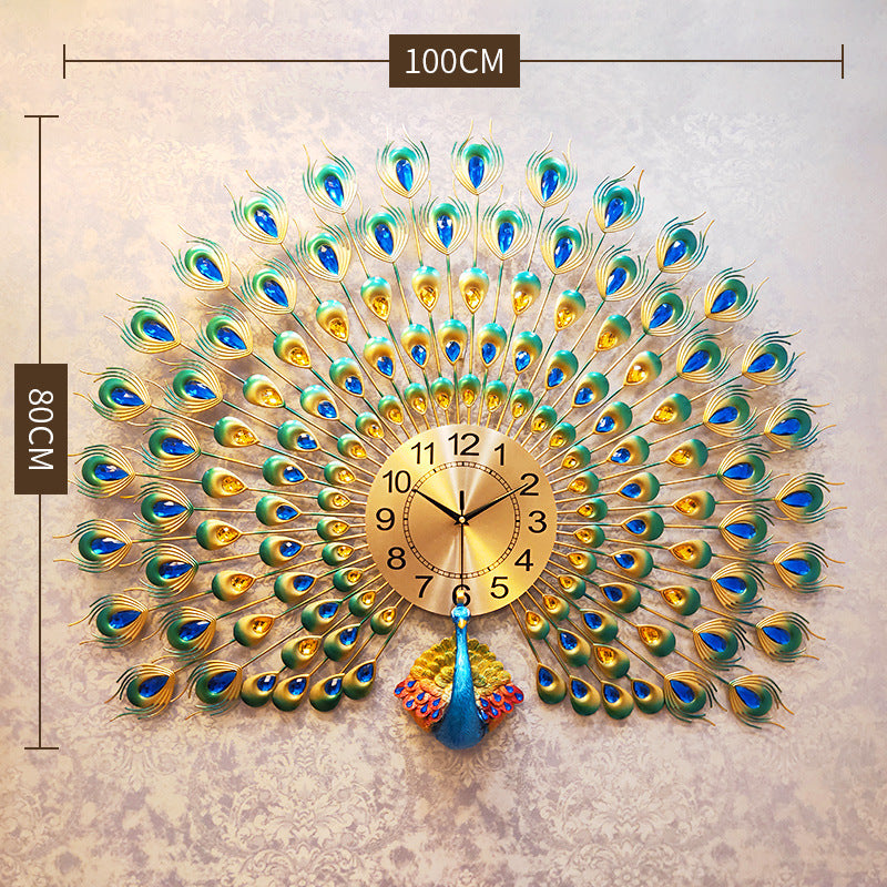 European Peacock Mute Clock Modern Home 3D DIY Living Room Decorative Wall Clock -preorder only about 45days
