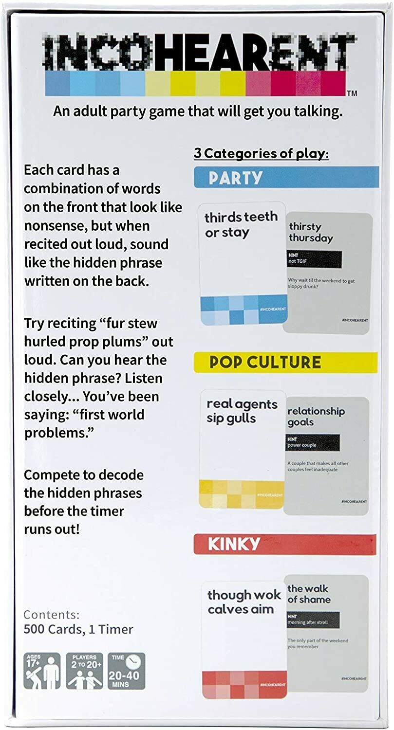 Incohearent Party Game - Brand New fun party