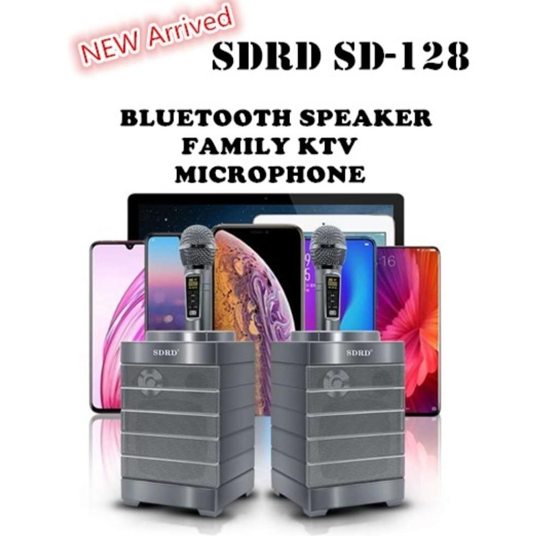 SDRD SD-128 BLUETOOTH SPEAKER Dual Wireless Microphone Karaoke Portable Speaker